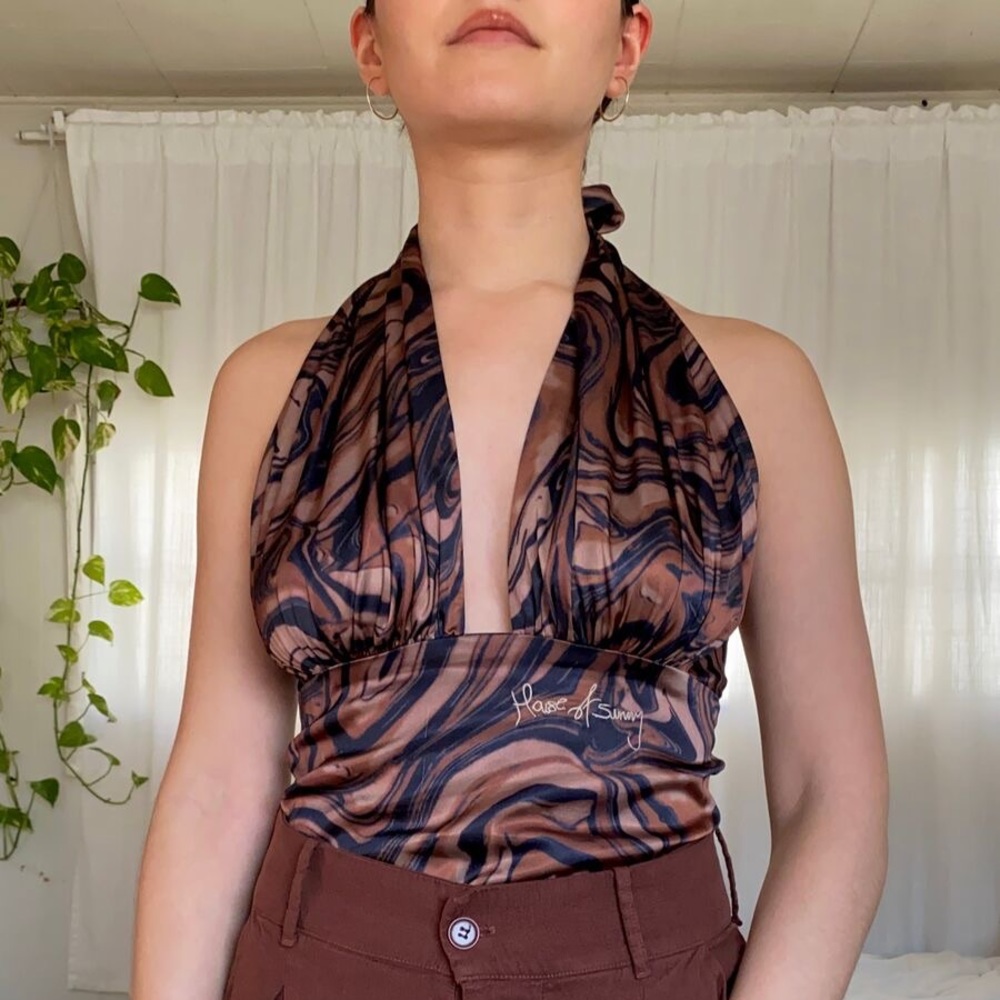 House of Sunny Mahogany Halter Top